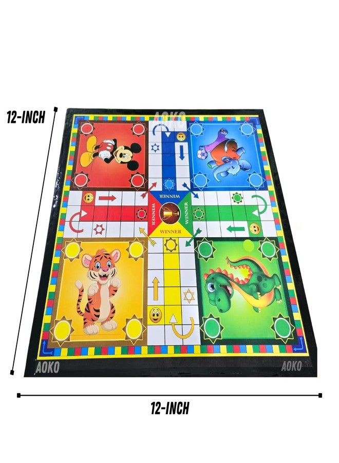 AOKO لعبة لوحية من AOKO تجمع بين لودو والشطرنج والسلم والثعبان، 3 في 1، مع مجموعتين من قطع لودو ونرد وقطع شطرنج، مثالية للحفلات والتسلية، خفيفة الوزن. - Image 3